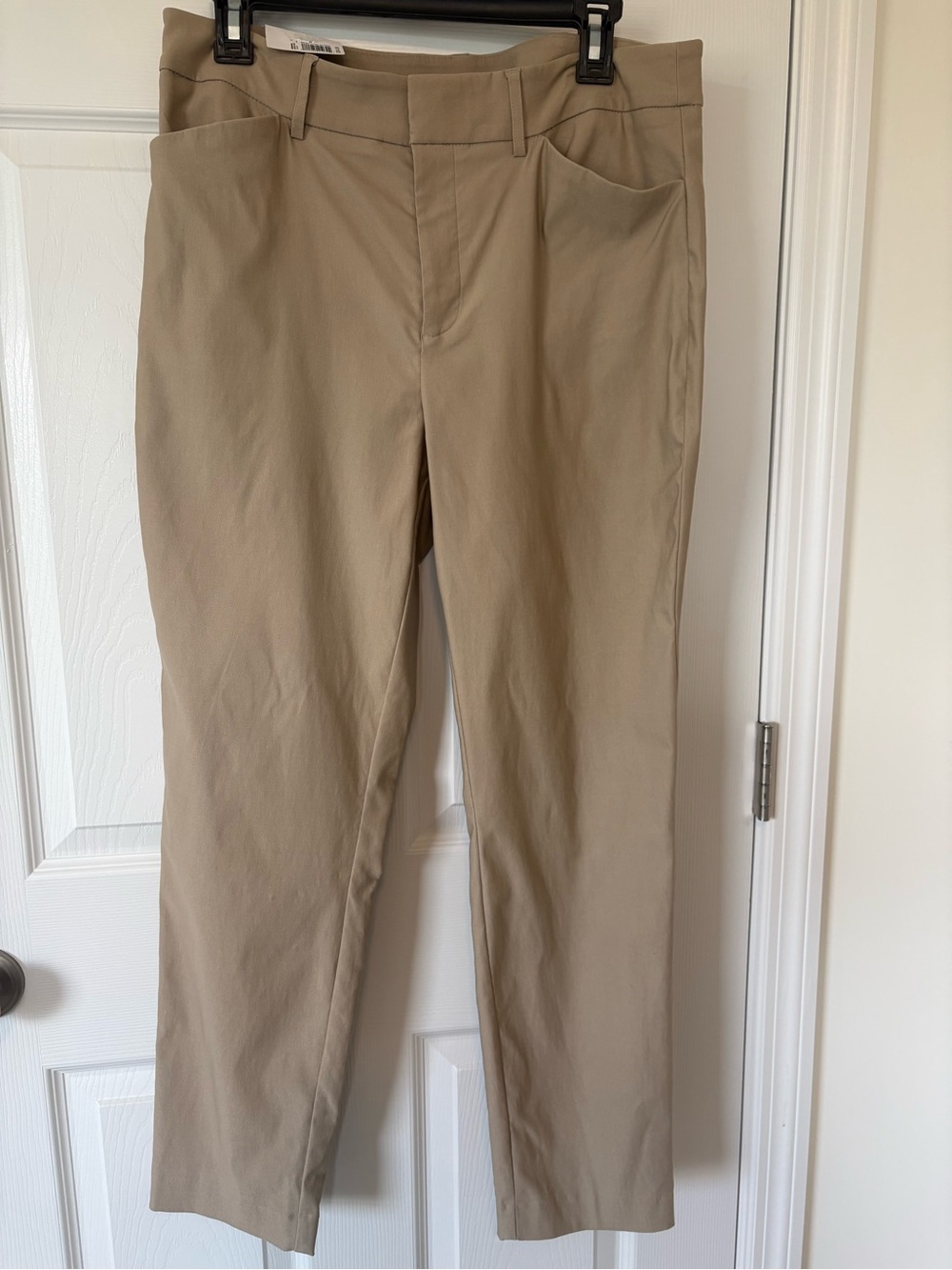 NWT Nine West High Rise Slim Ankle Pants Size 12 Khaki Tan Stretch